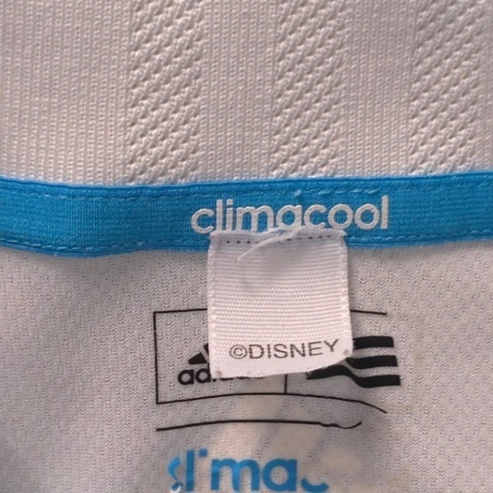 Adidas Golf Mickey Mouse Climacool Polo Shirt Mens L Blue White Stripe B82988 - Picture 3 of 9
